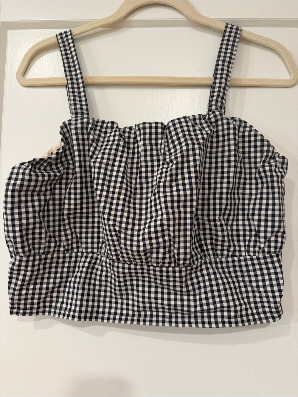 French Connection Black & White Gingham Crop Top